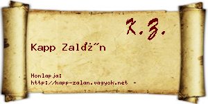Kapp Zalán névjegykártya